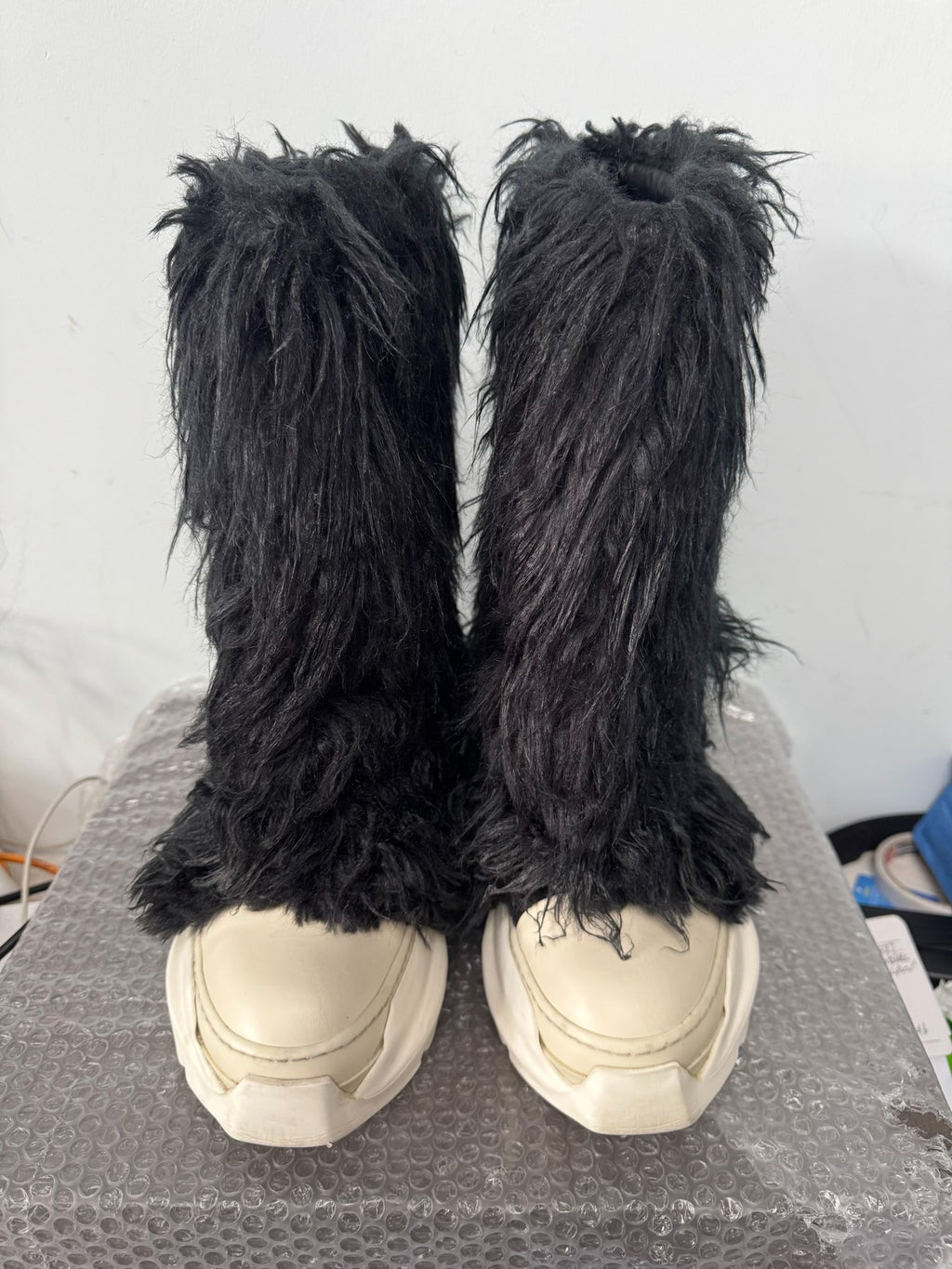 Rick Owens Platform Fuzzy 22FW elephant leg boots