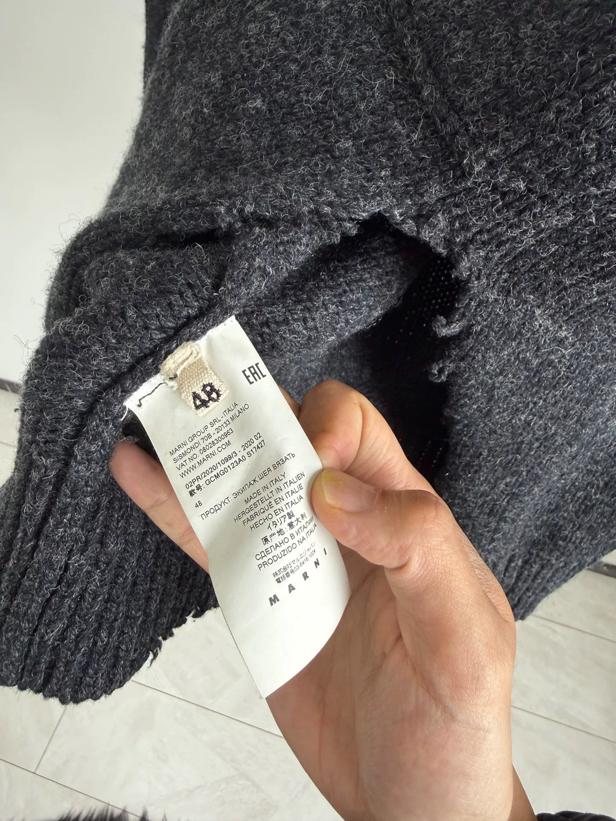 Marni Black Distressed Wool Sweater
