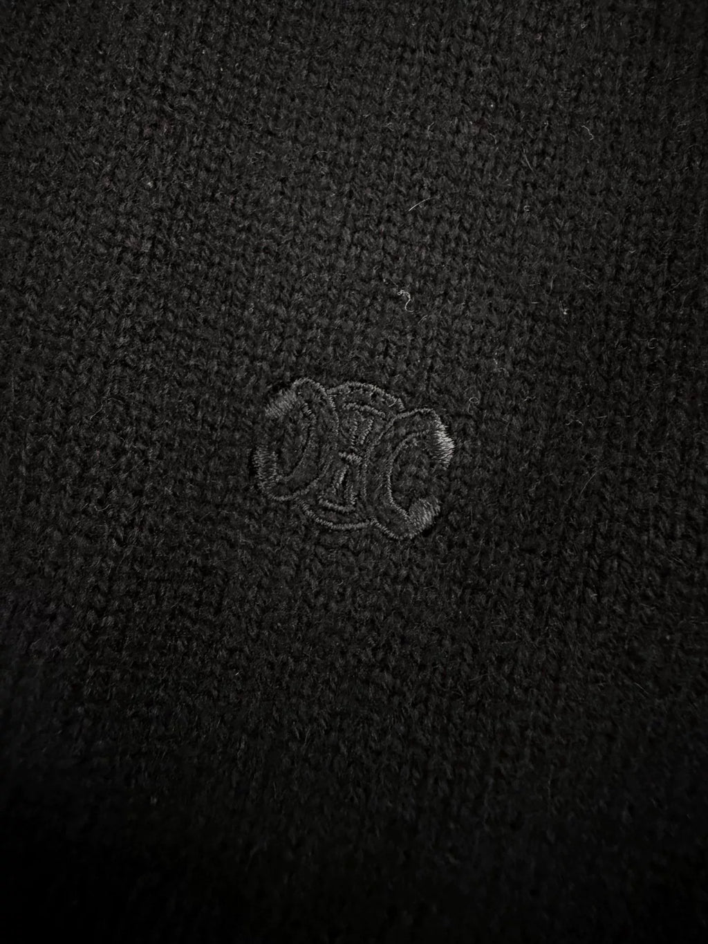Celine Black Arc de Triomphe Embroidered Turtleneck Cashmere Sweater by Hedi Slimane