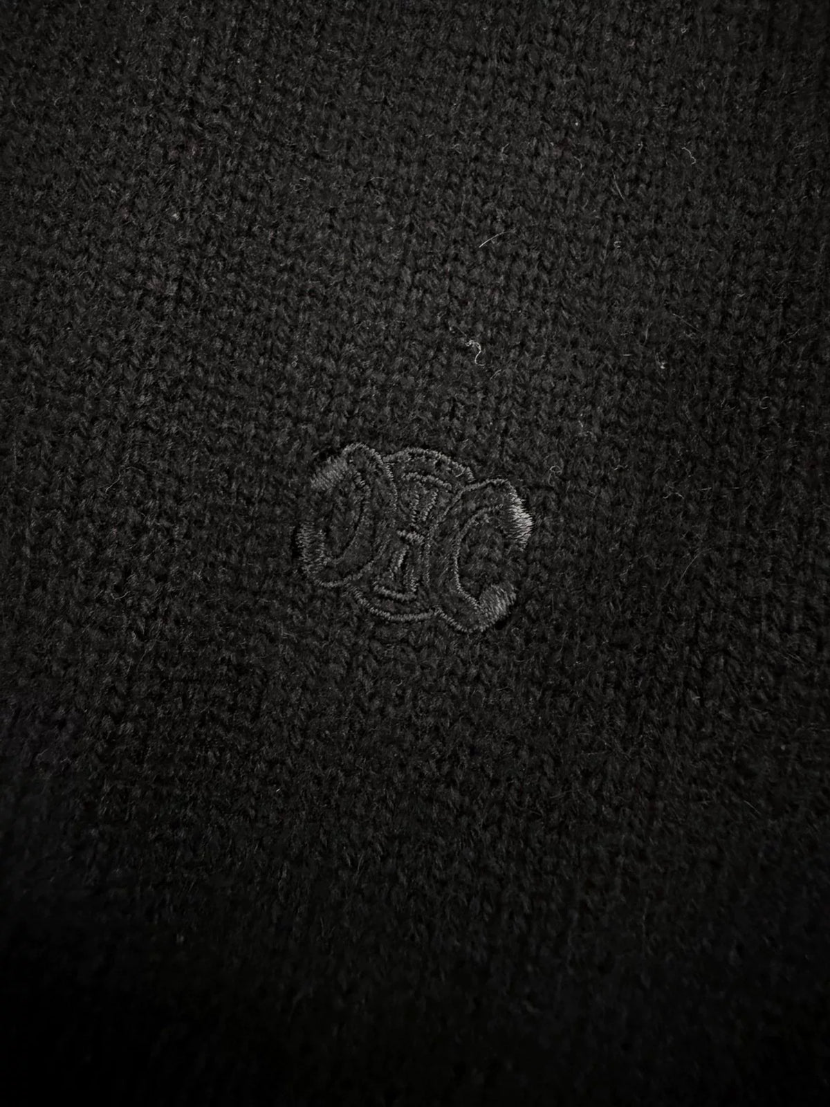 Celine Black Arc de Triomphe Embroidered Turtleneck Cashmere Sweater by Hedi Slimane