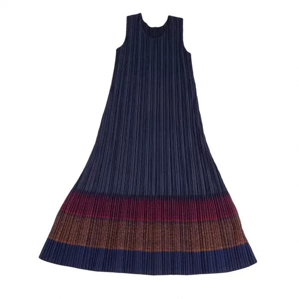 Issey Miyake Vintage Navy Lace Pleated Dress