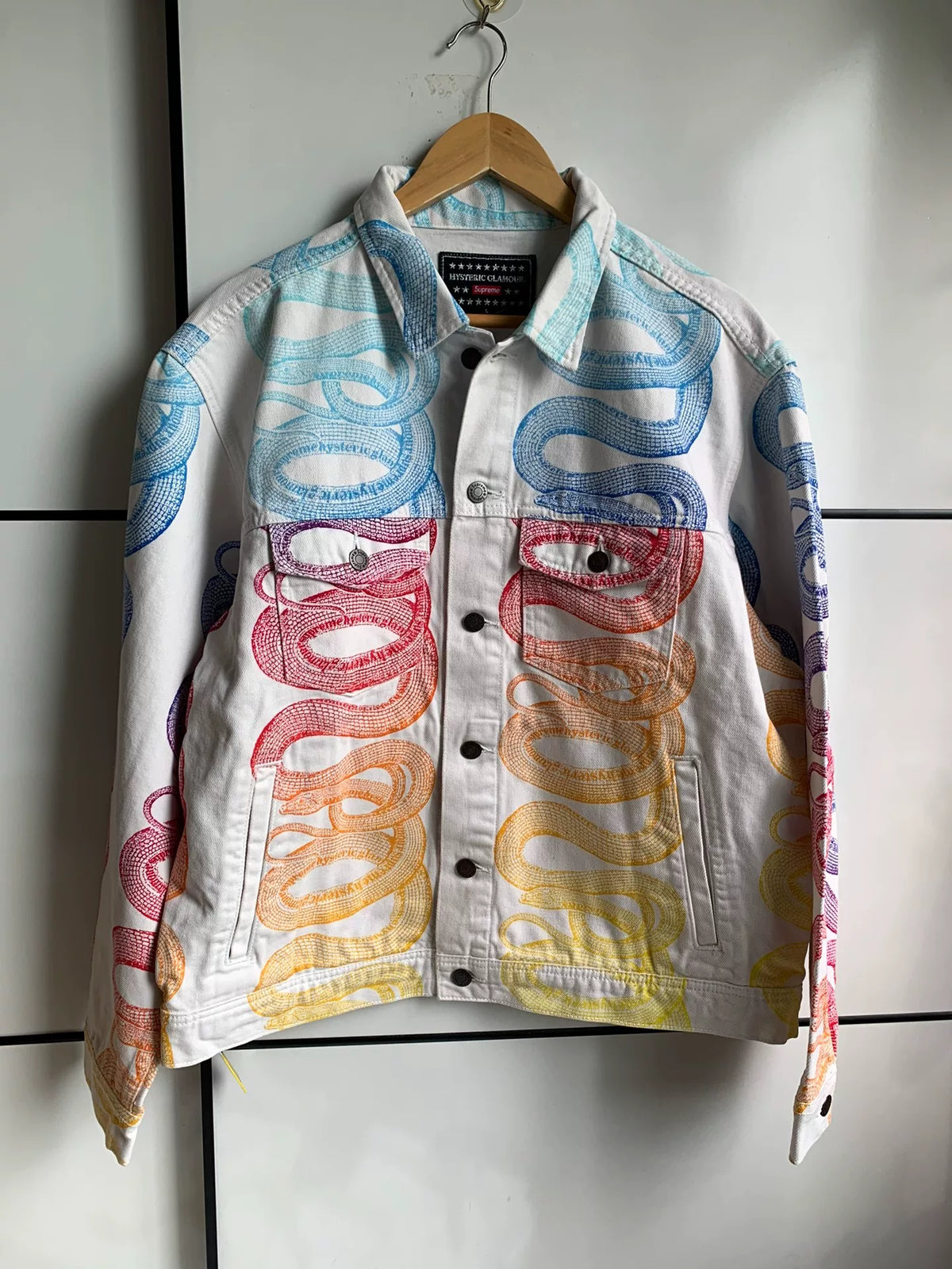 Supreme × HYSTERIC GLAMOUR White Snake Print Denim Jacket