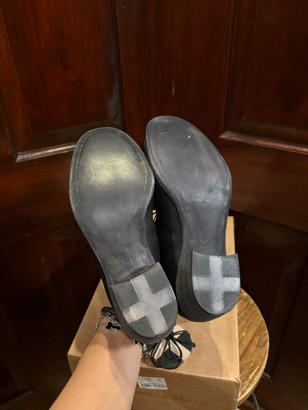 M.A+ SS18 Black Double Fold Derby Leather Shoes