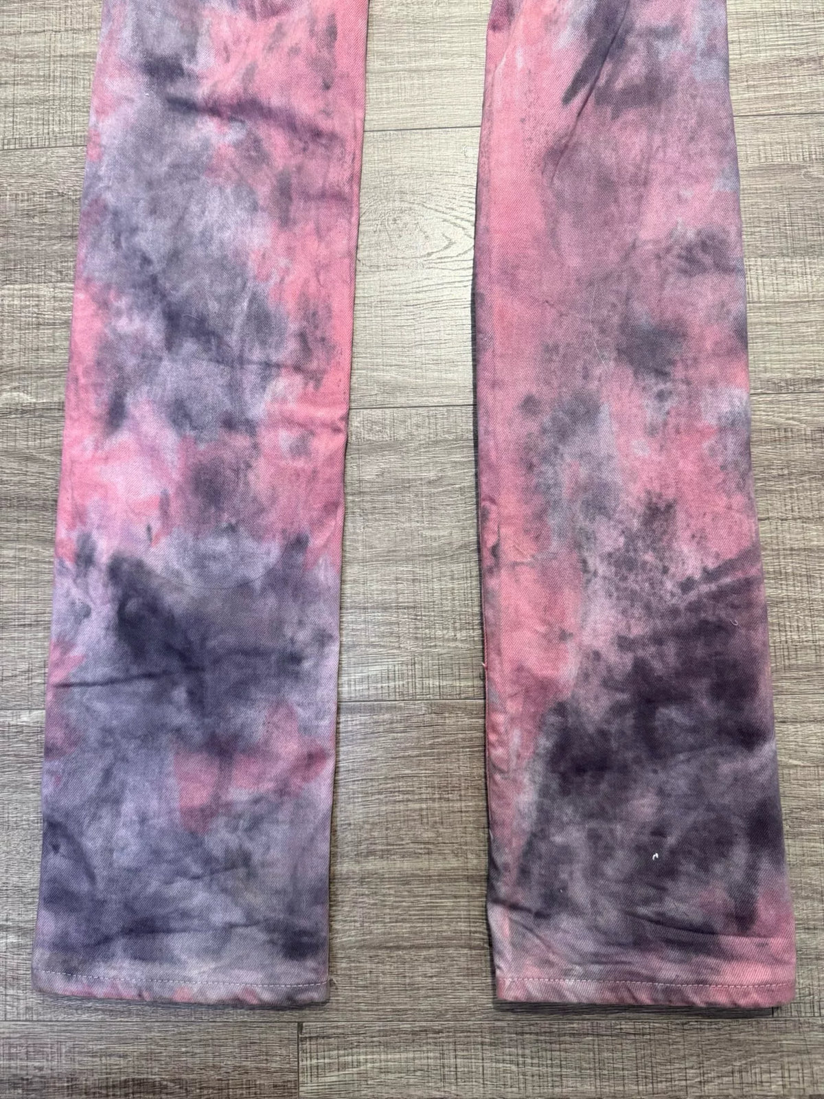Vlone Pink Paint Splattered Stacked Denim