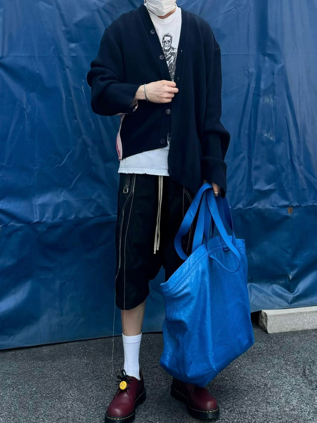 Rick Owens Tassel Wax-Brushed Leather Patchwork Shorts