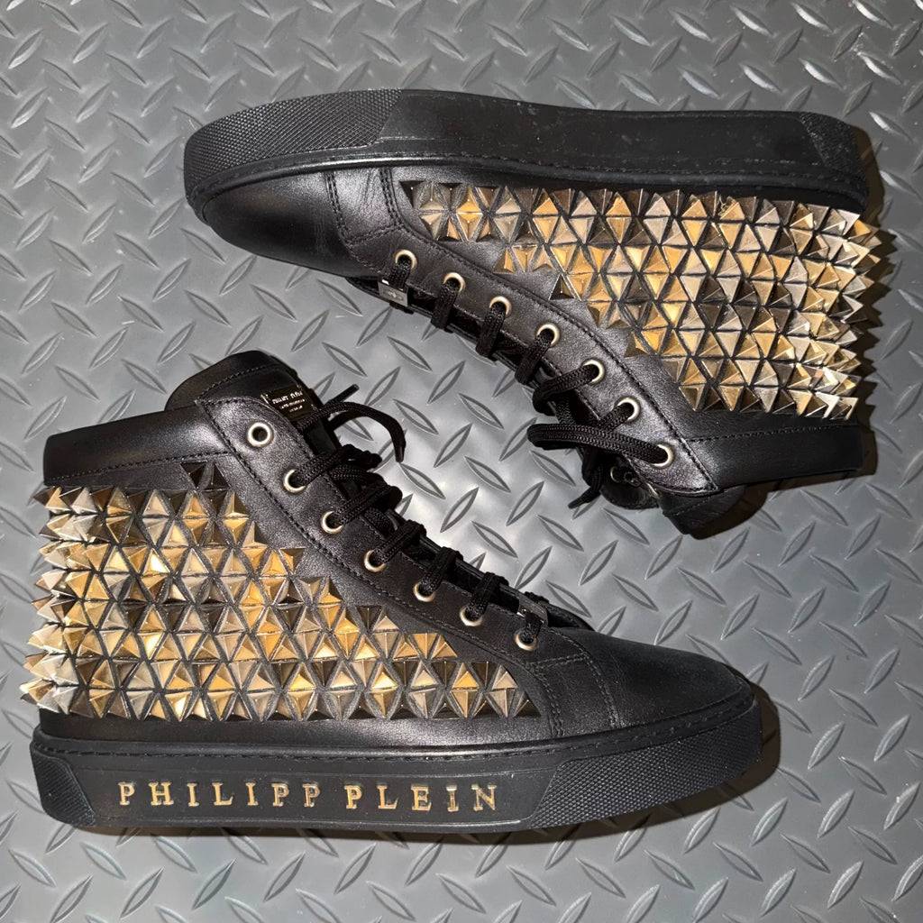 philipp plein Men High Top Sneaker With Gold Spikes