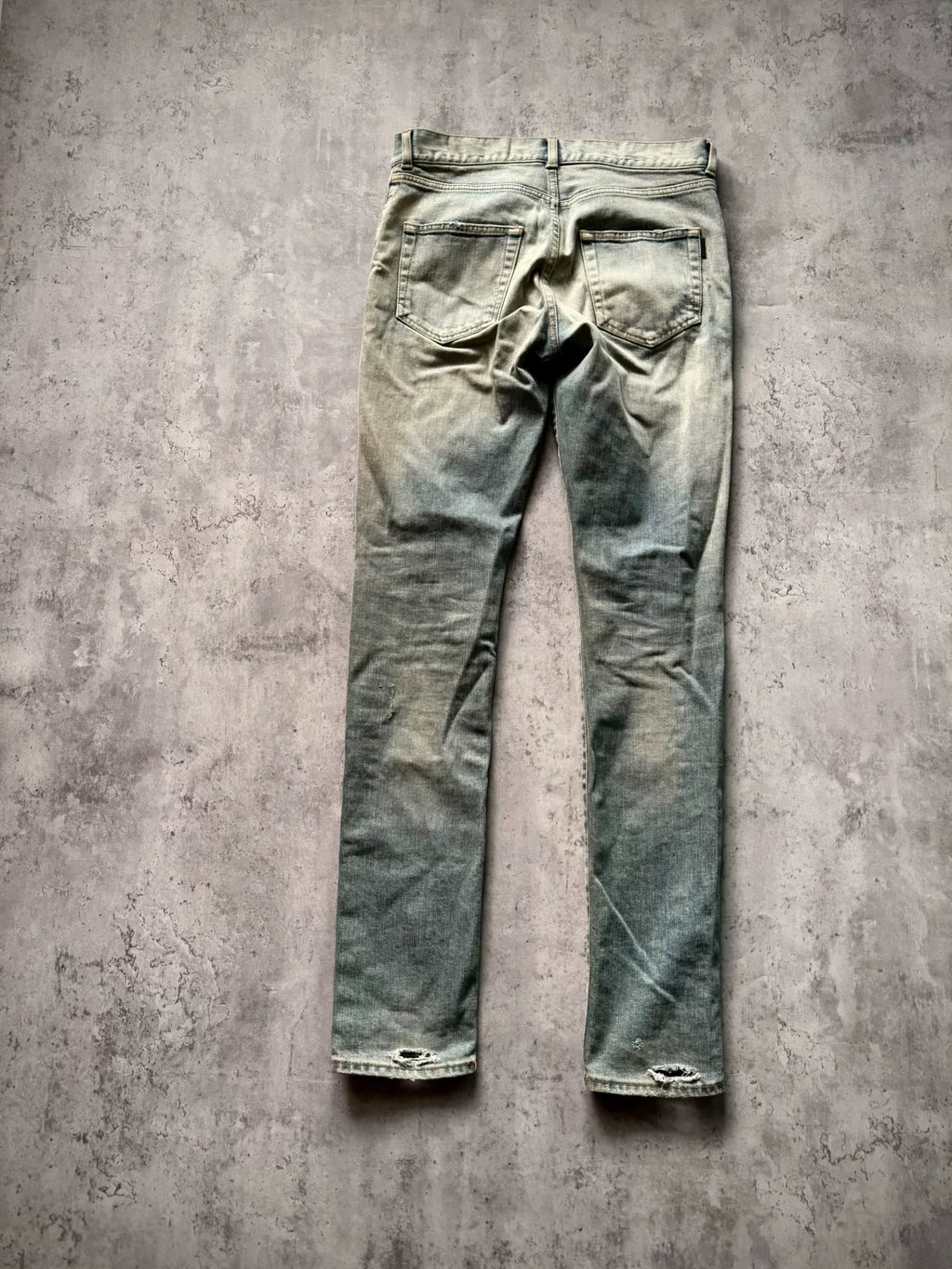 Saint Laurent Paris 18AW D02 Blue Washed Distressed Denim Jeans