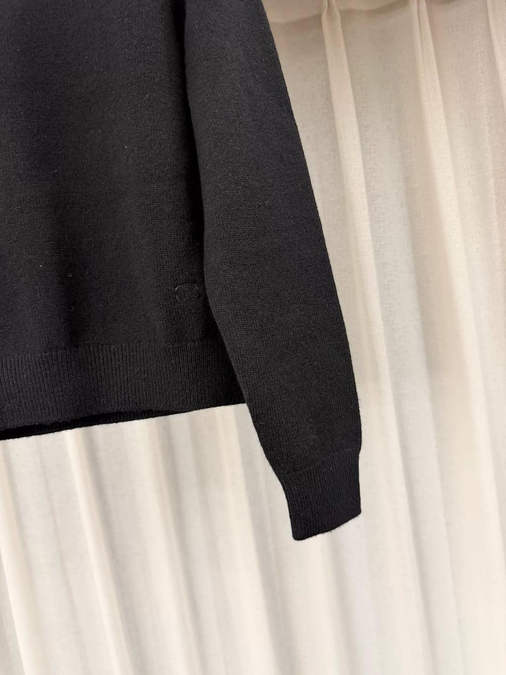 Celine Black Arc de Triomphe Embroidered Turtleneck Cashmere Sweater by Hedi Slimane