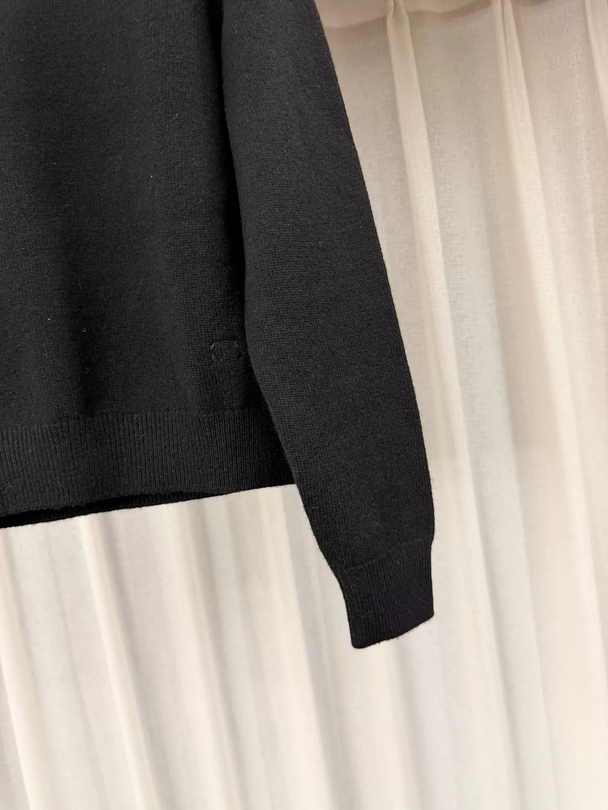 Celine Black Arc de Triomphe Embroidered Turtleneck Cashmere Sweater by Hedi Slimane