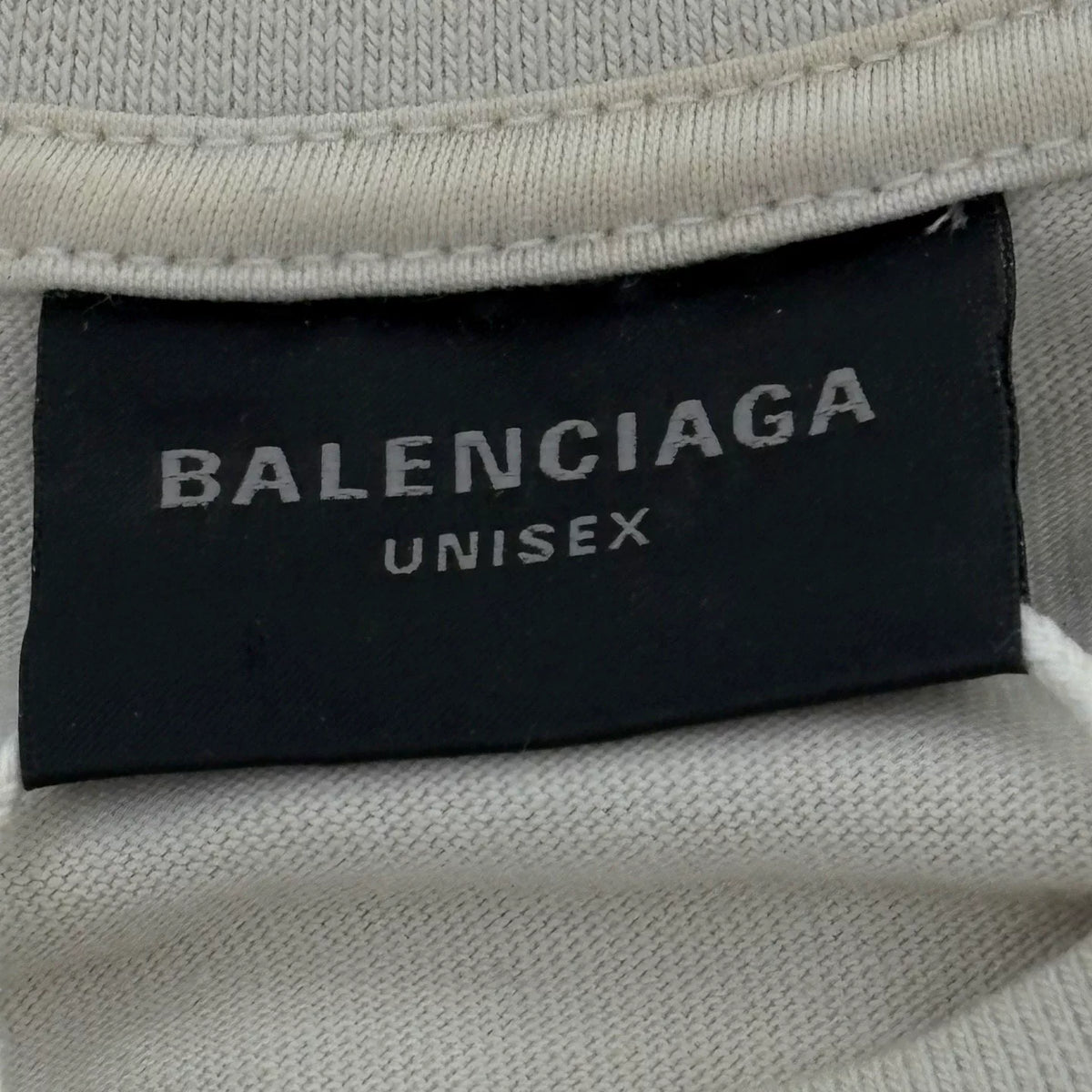 Balenciaga Off-White Letter Logo Print Crew Neck Short Sleeve Top