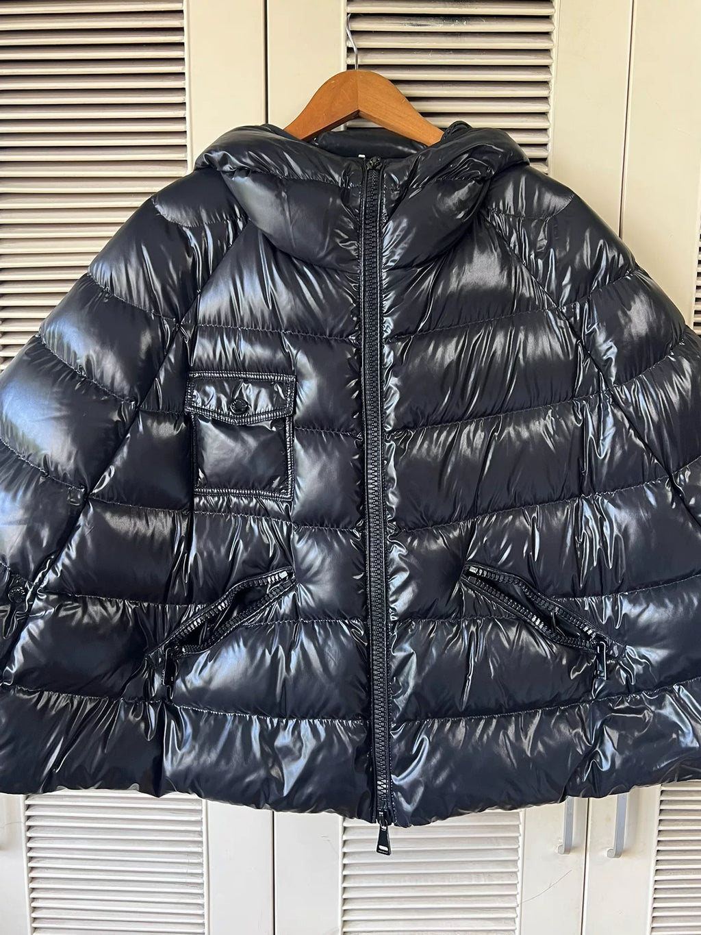 Moncler Cape Down Drawstring Black Jacket