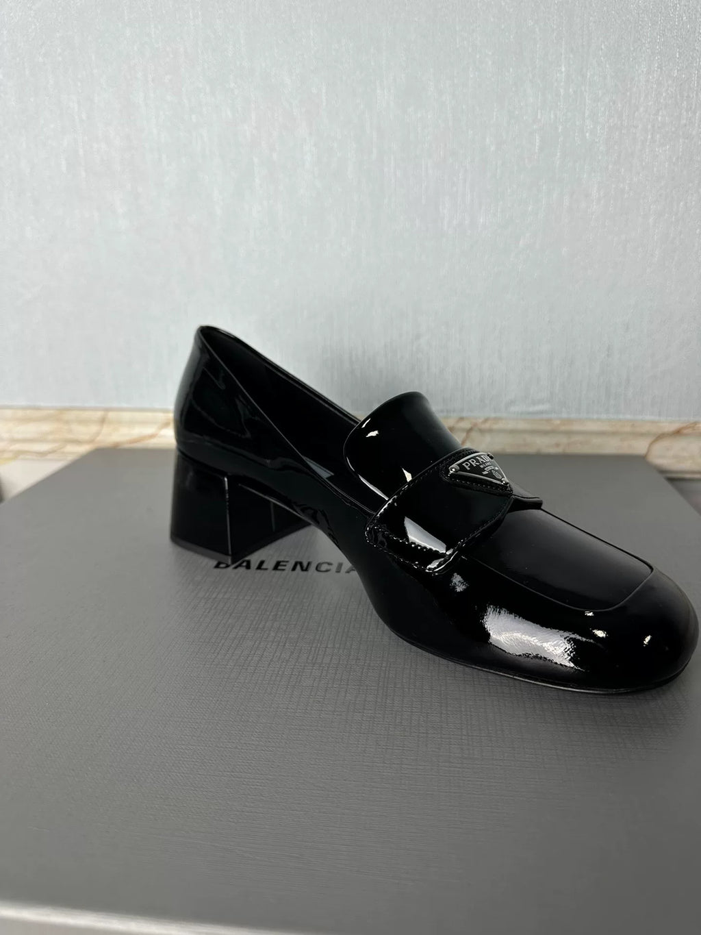 Prada patent leather glossy loafers