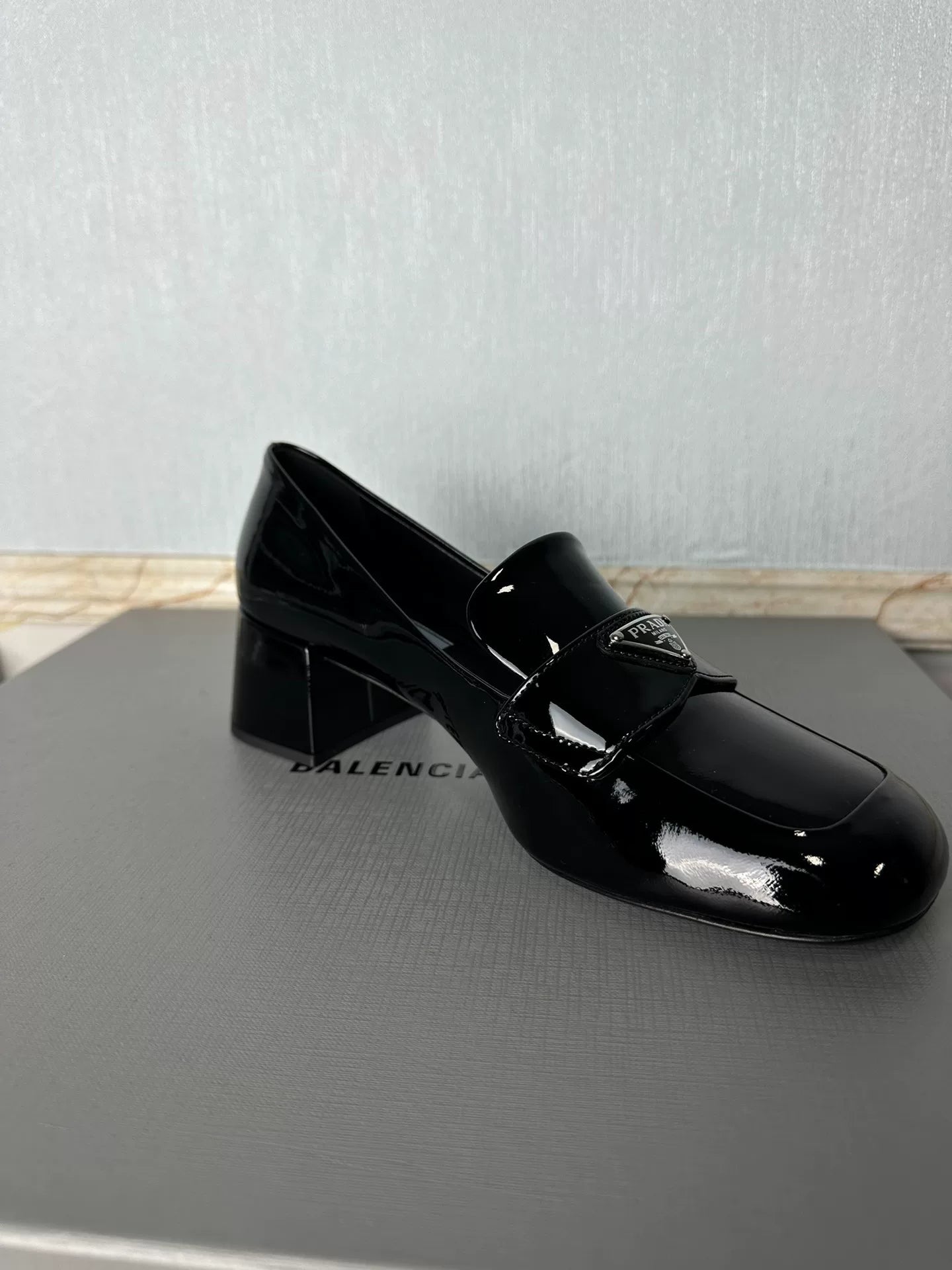 Prada patent leather glossy loafers