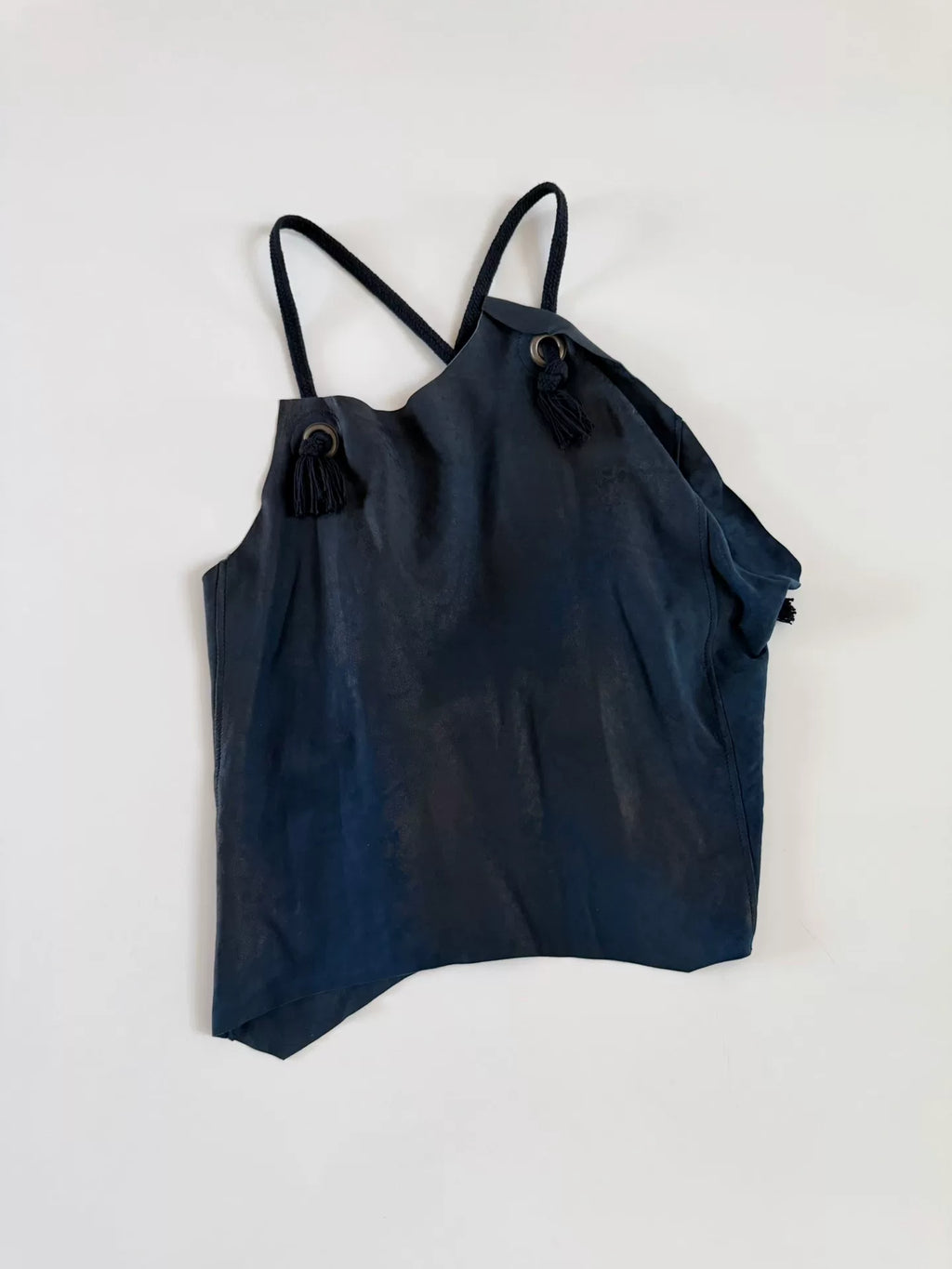Issey Miyake 2007 Blue Runway Distressed Fringe Top