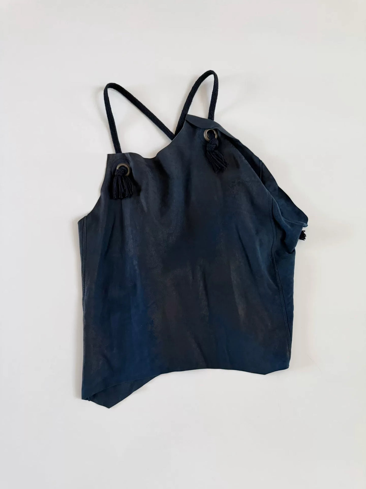 Issey Miyake 2007 Blue Runway Distressed Fringe Top