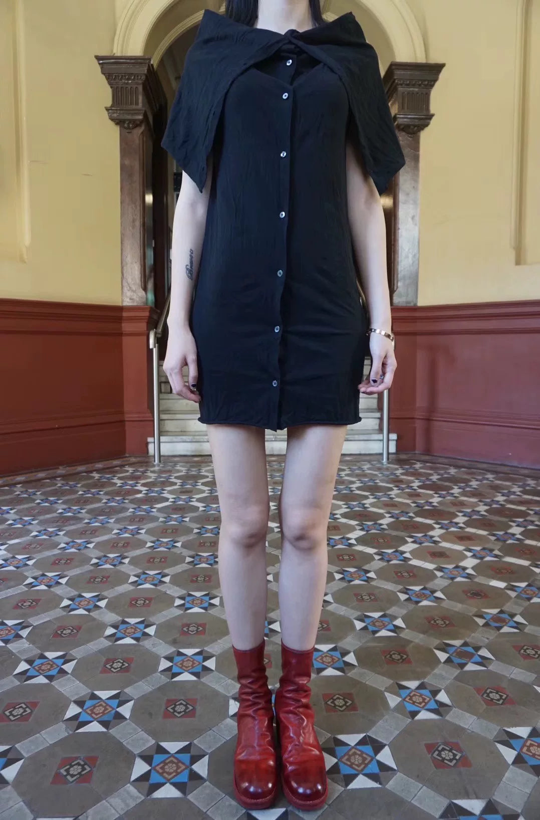 M.A+ SS17 Black Hooded Long Cotton Dress