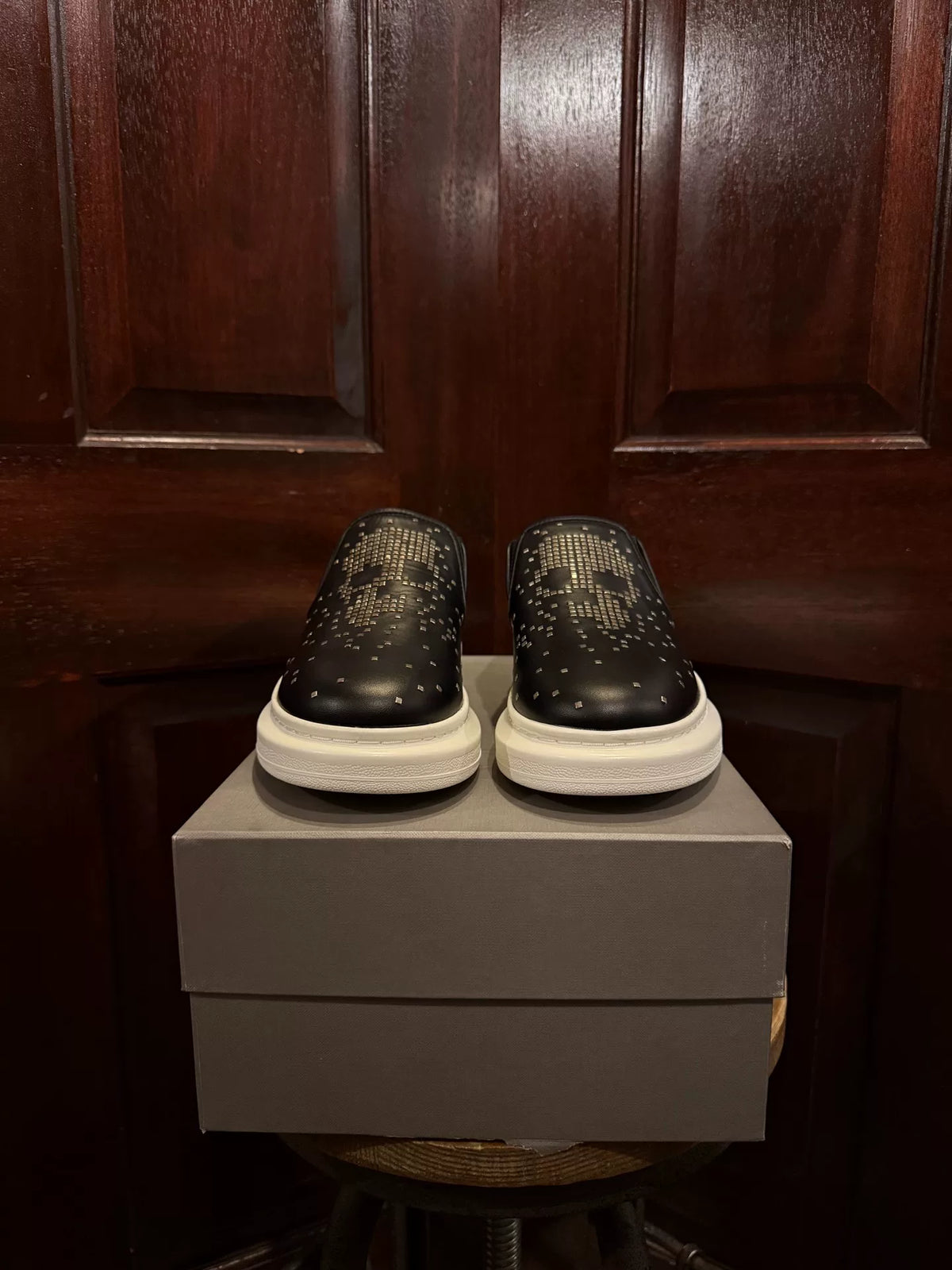 Alexander McQueen SS16 Black Studded Skull Platform Sneakers