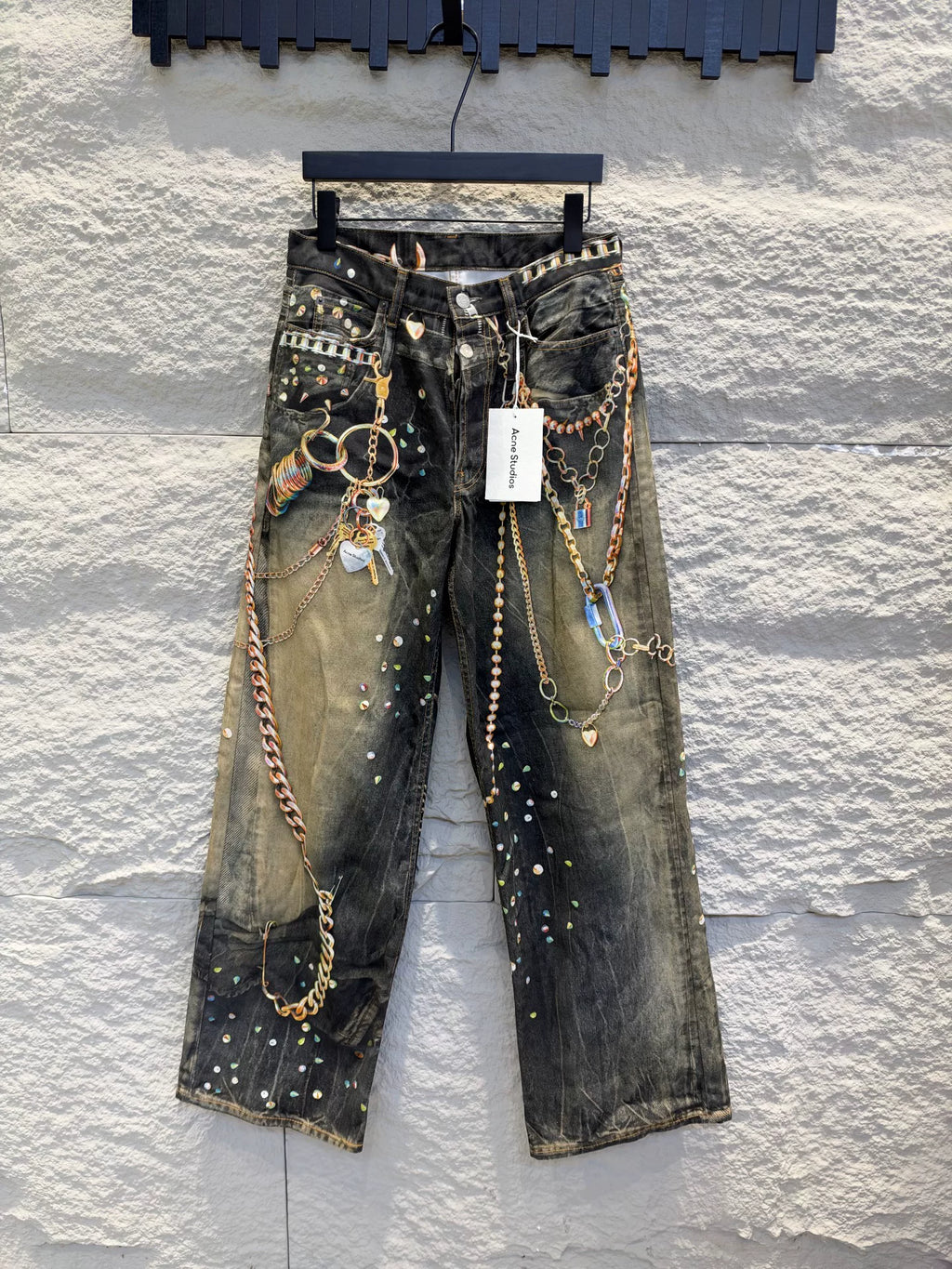 Acne Studios SS26 Black Gold Chain Denim Jeans
