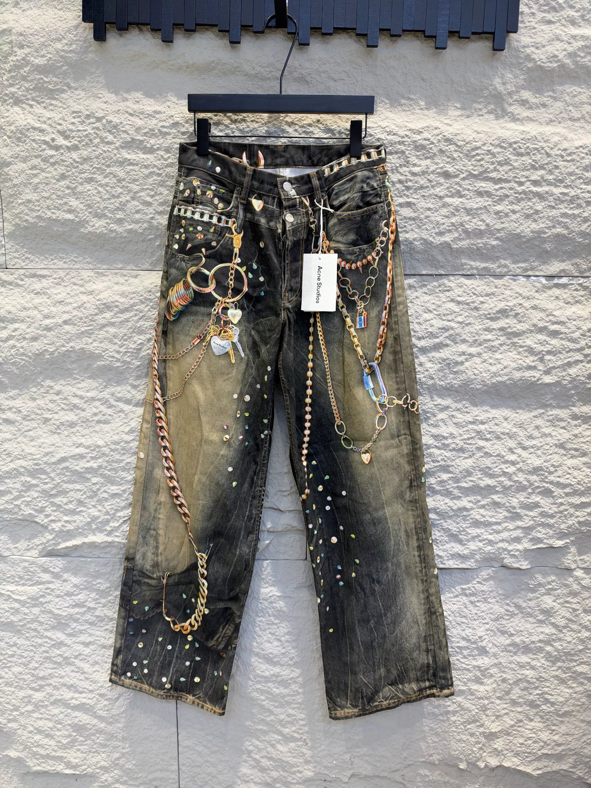 Acne Studios SS26 Black Gold Chain Denim Jeans