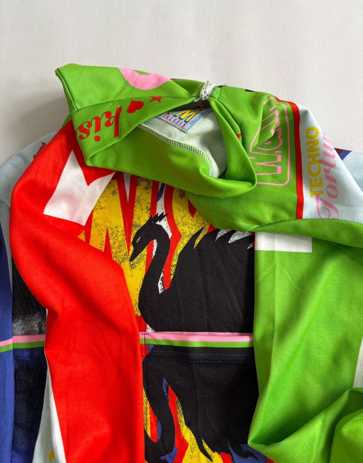 Walter van Beirendonck runway piece swan cycling jersey W&LT vintage 1996 runway archive swan print cycling jersey