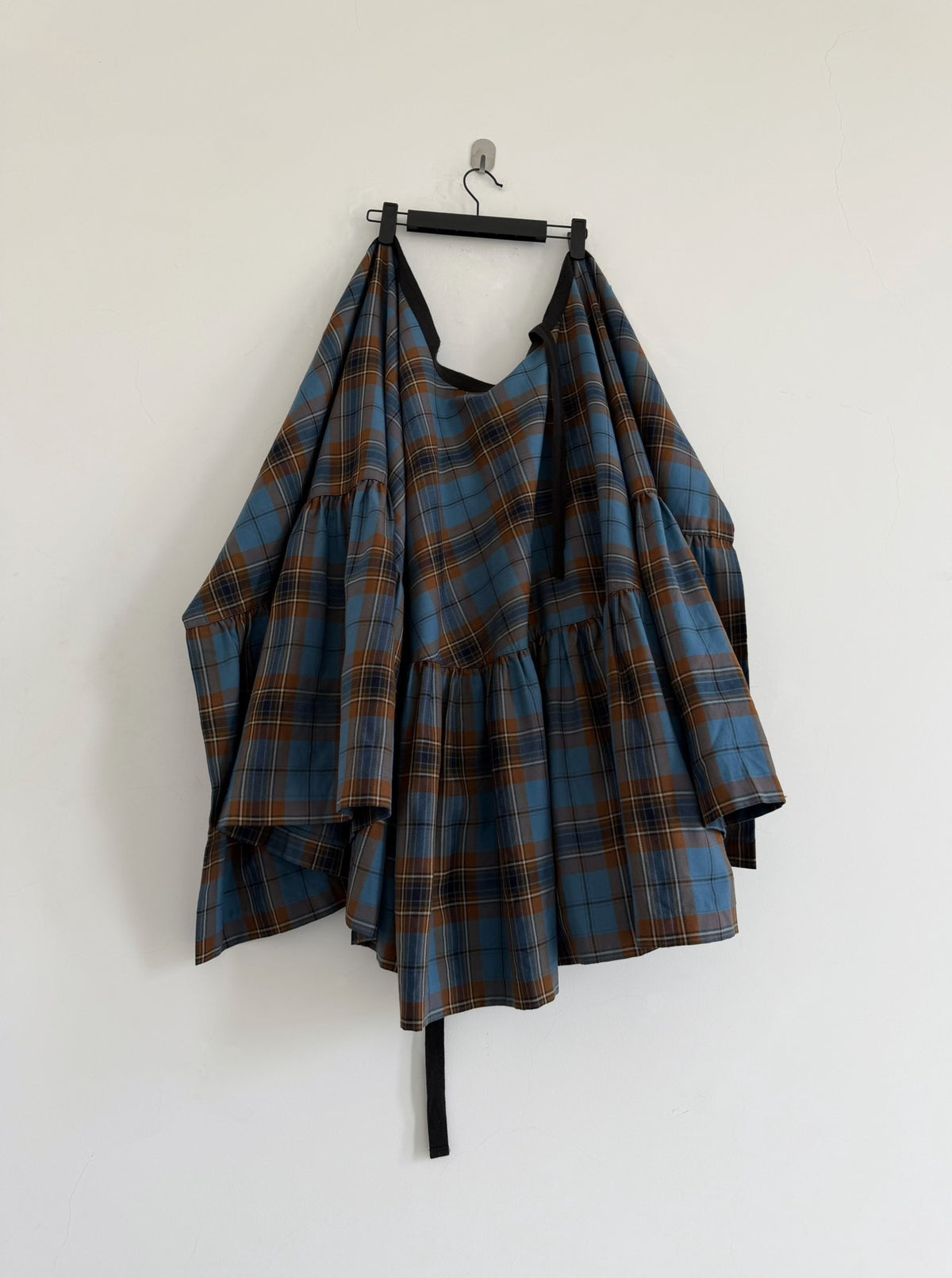 Junya Watanabe Midi Blue Plaid Wool Skirt