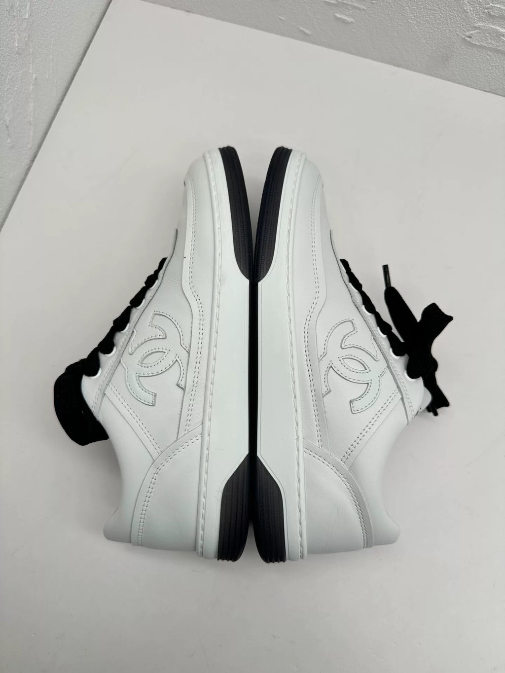 Chanel Black & White Double C Logo Low-Top Sneakers