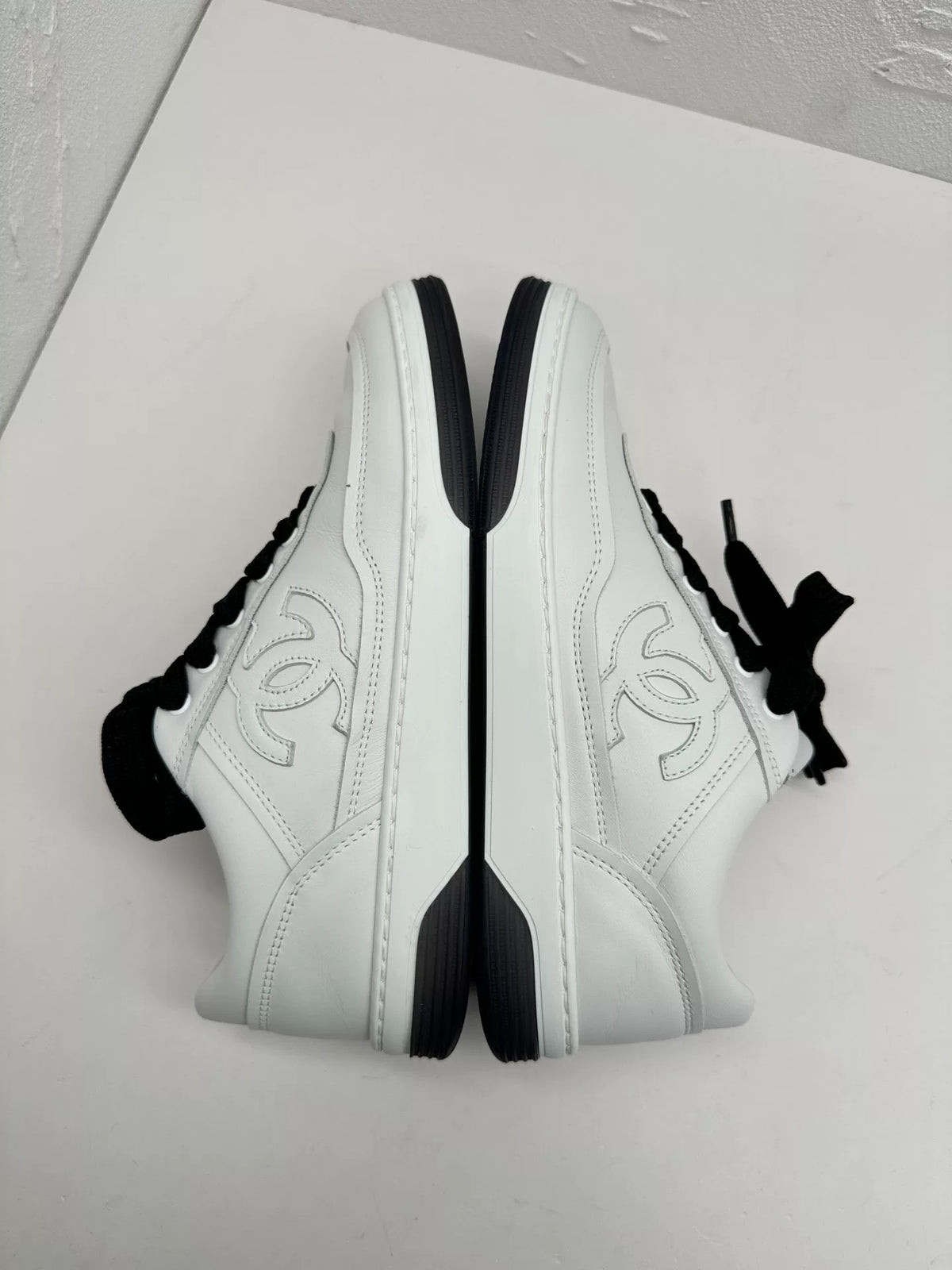 Chanel Black & White Double C Logo Low-Top Sneakers