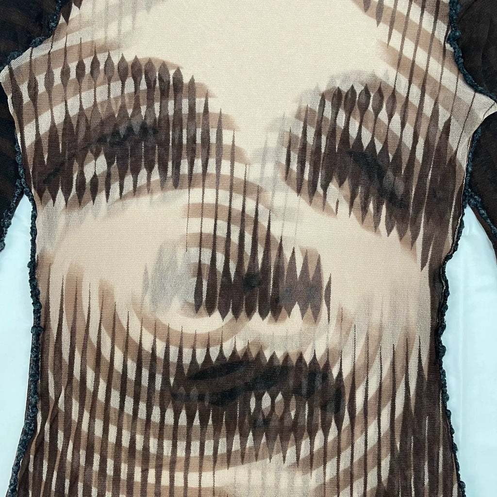 2001 Fall/Winter Jean Paul Gaultier Woman's Face Print Mesh T-Shirt
