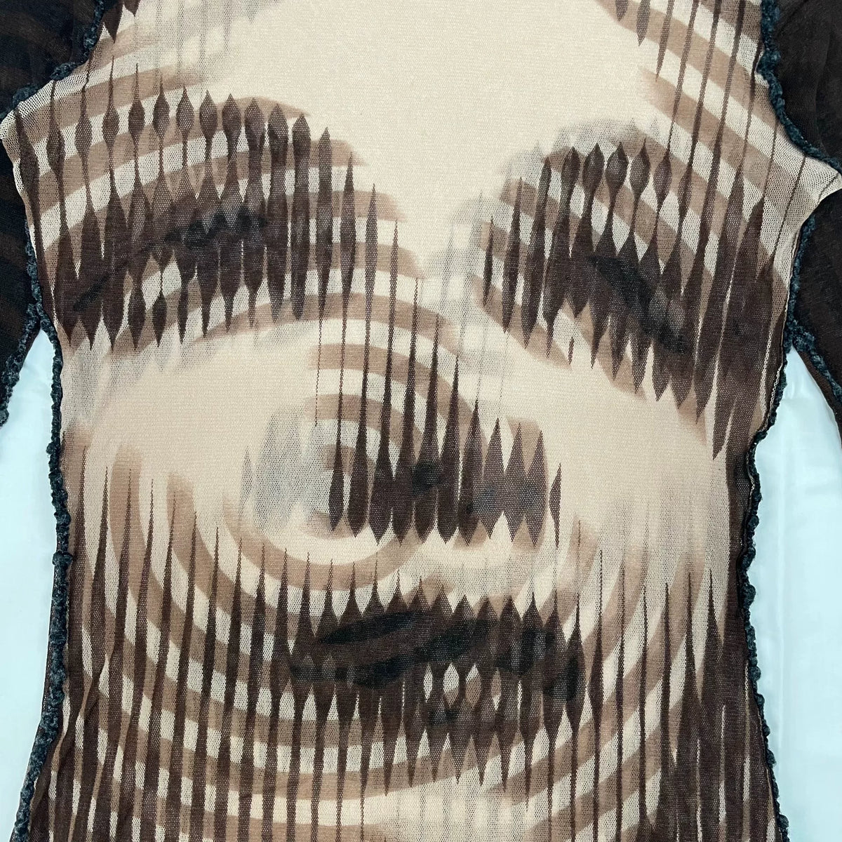 2001 Fall/Winter Jean Paul Gaultier Woman's Face Print Mesh T-Shirt