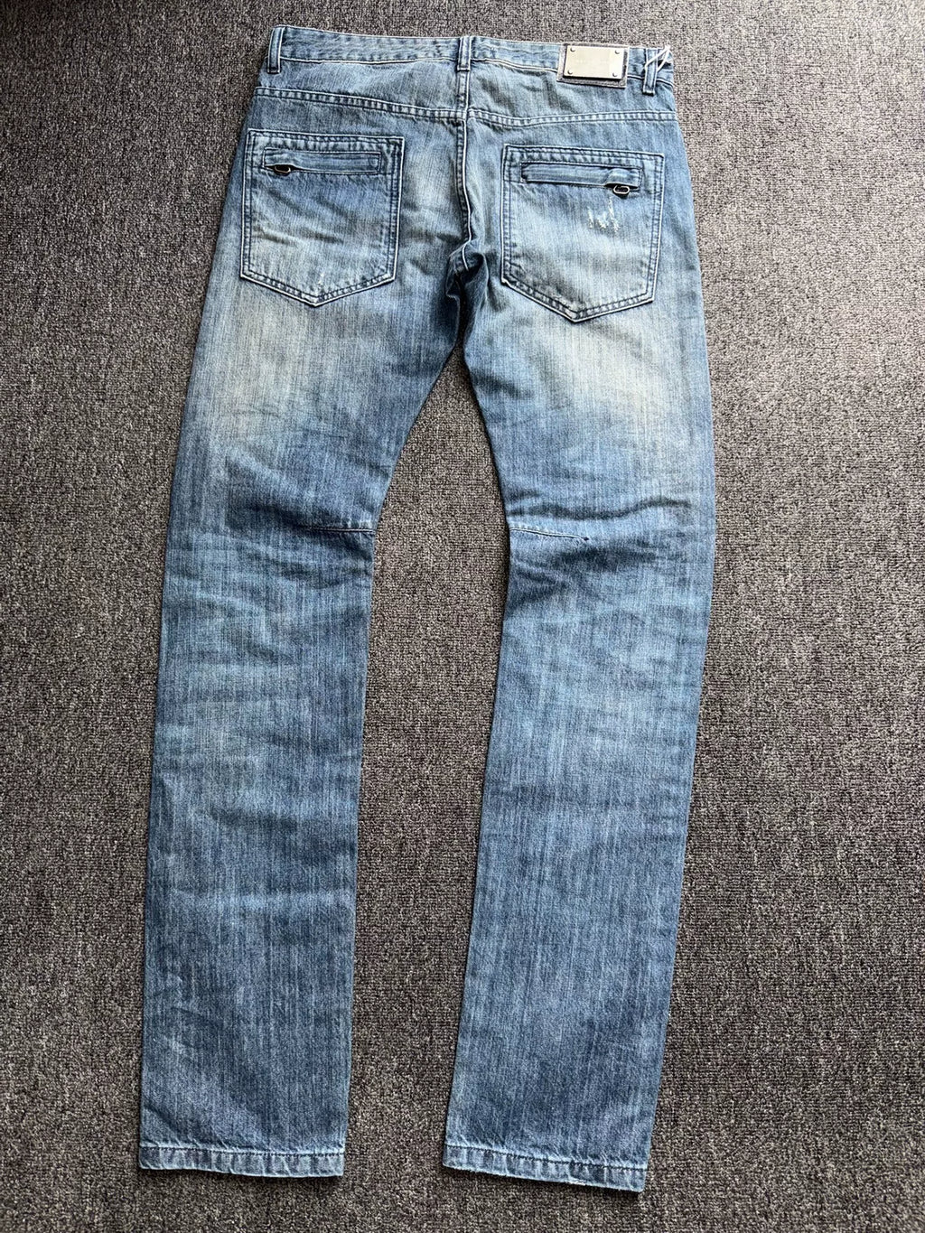 Pierre Balmain 12ss blue distressed denim jeans