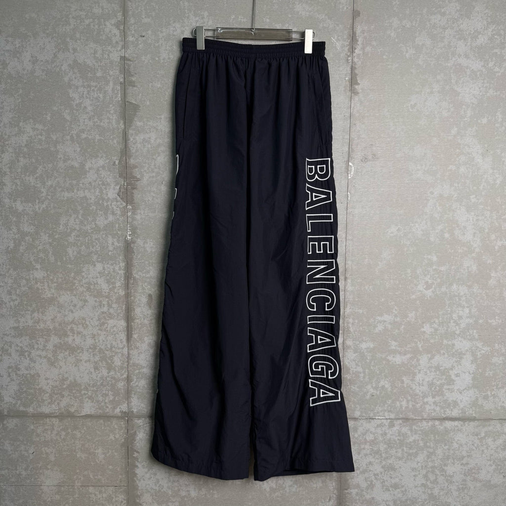 Balenciaga Black Logo Wide-Leg Pants