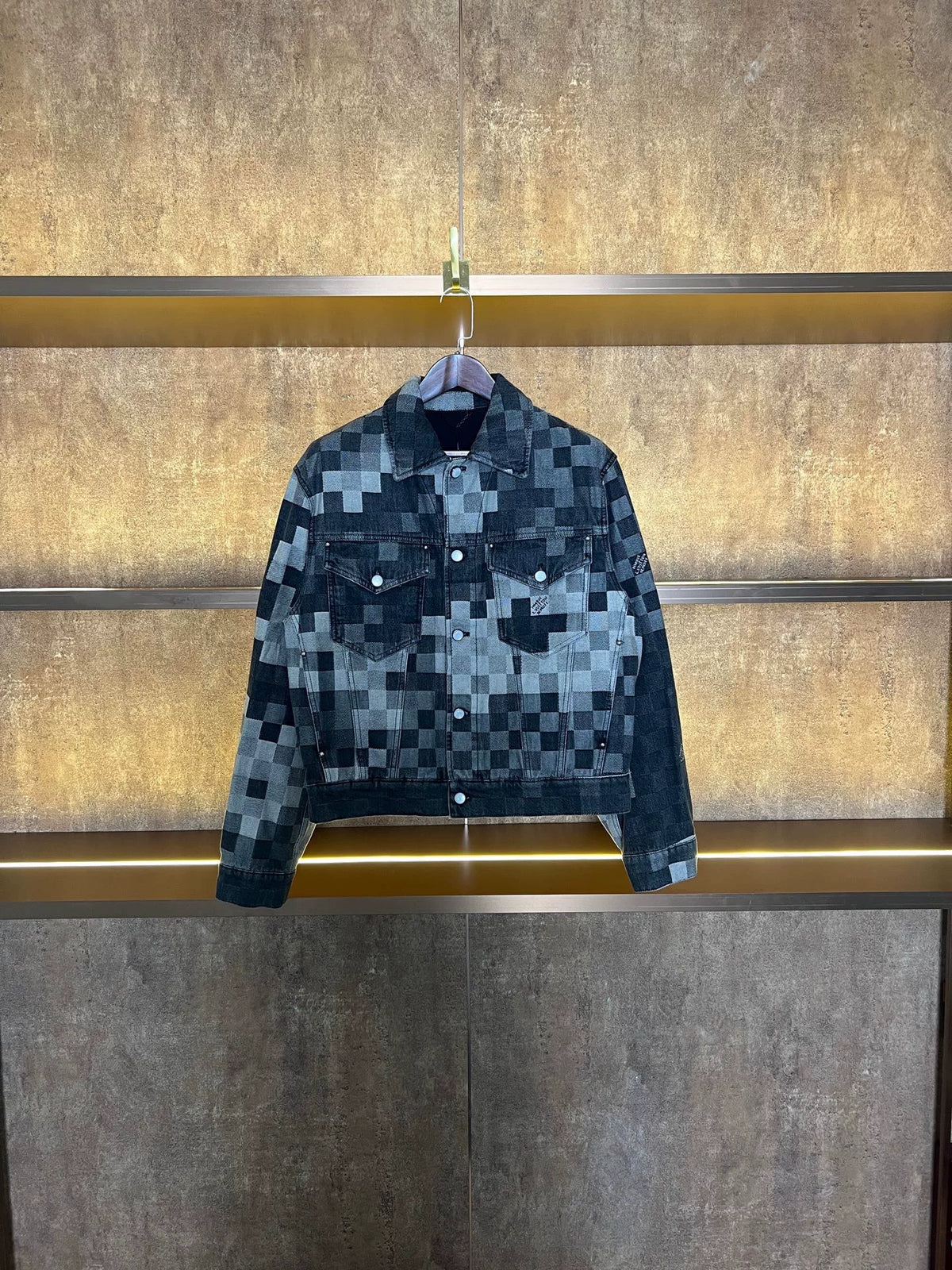 Louis Vuitton Black Grey Plaid Denim Jacket