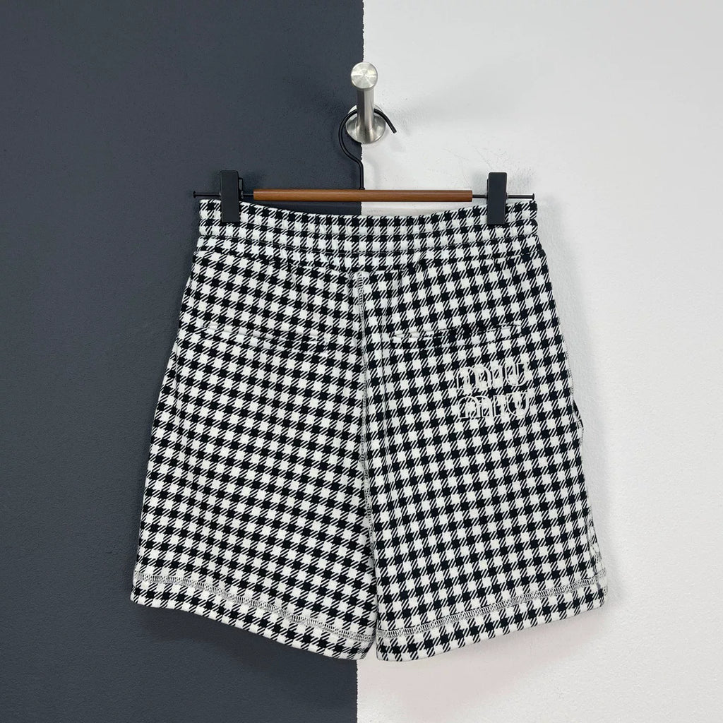 Miu Miu embroidered plaid shorts