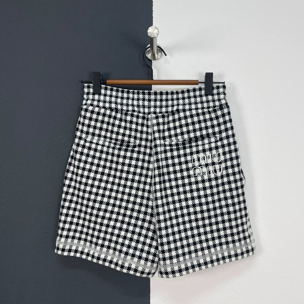 Miu Miu embroidered plaid shorts