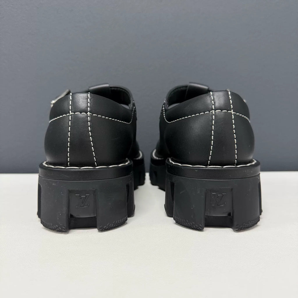 Louis Vuitton Checker Platform Loafers Black Shoes