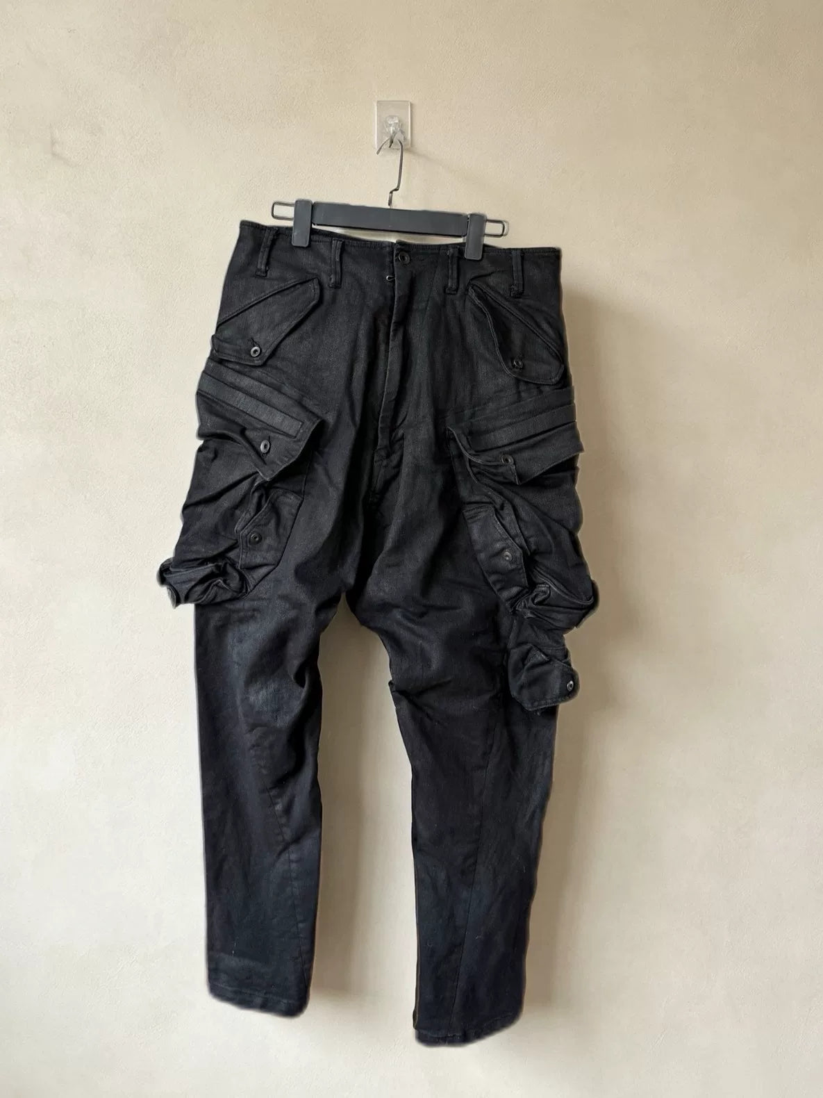 Julius FW20 Black Gas Mask Wax Coated Denim Pants