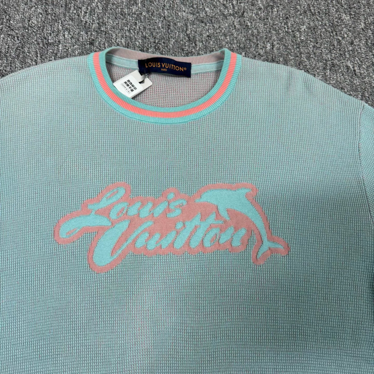 Louis Vuitton LV blue SS25 dolphin knit short-sleeve T-shirt