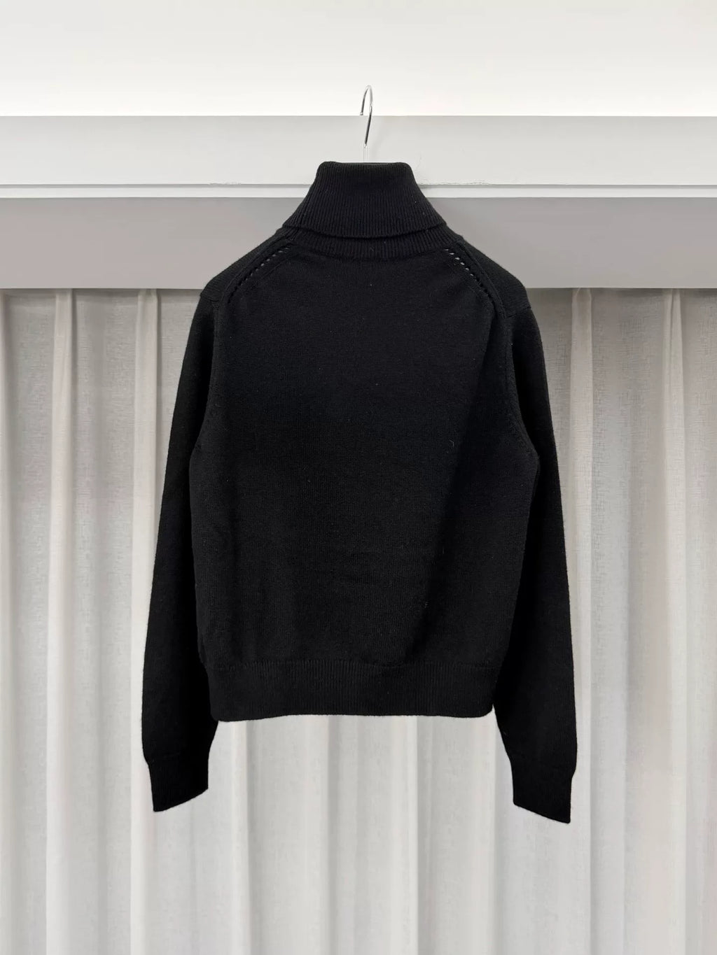 Celine Black Arc de Triomphe Embroidered Turtleneck Cashmere Sweater by Hedi Slimane