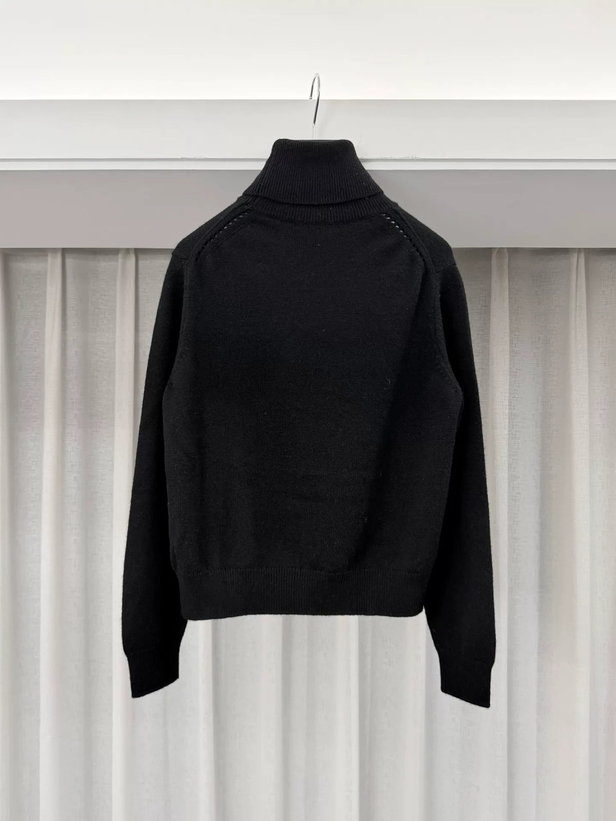 Celine Black Arc de Triomphe Embroidered Turtleneck Cashmere Sweater by Hedi Slimane