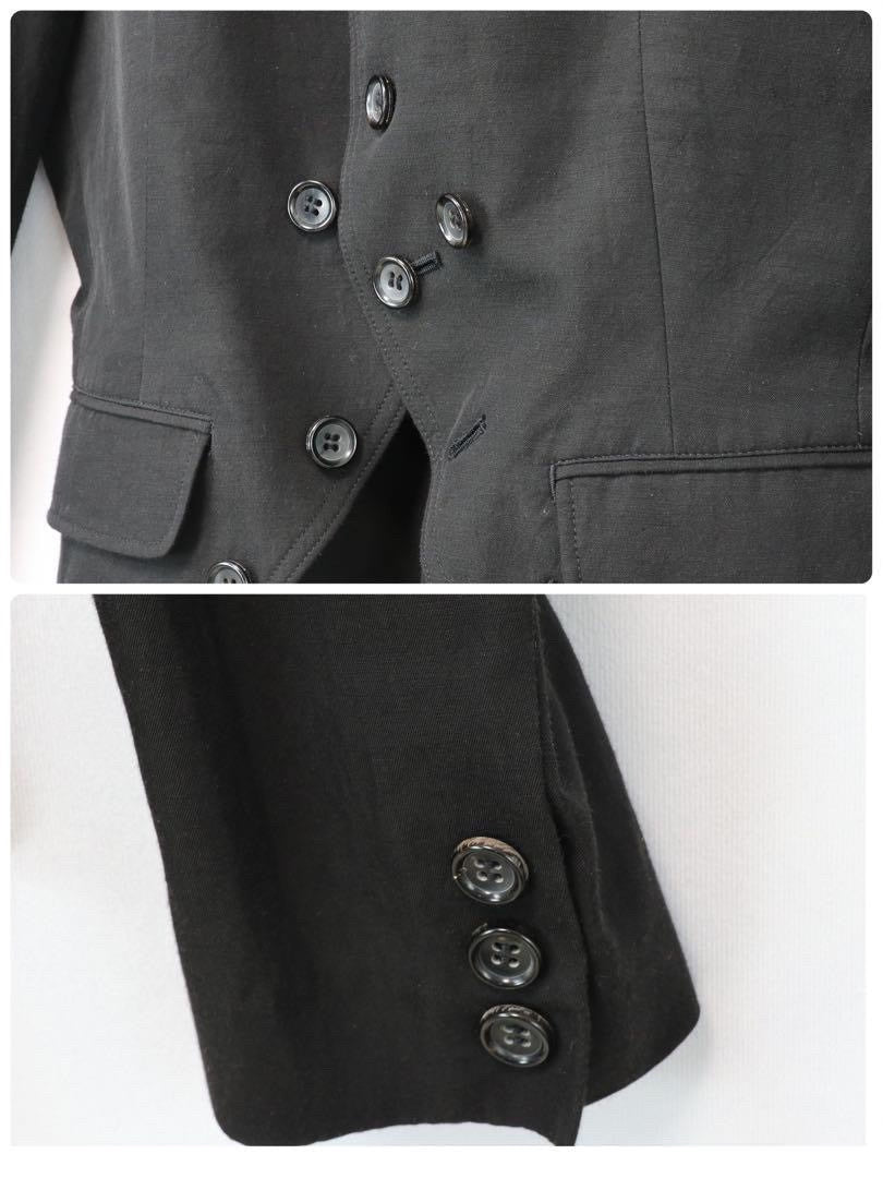 Yohji Yamamoto Black Collared Cupro Linen Jacket
