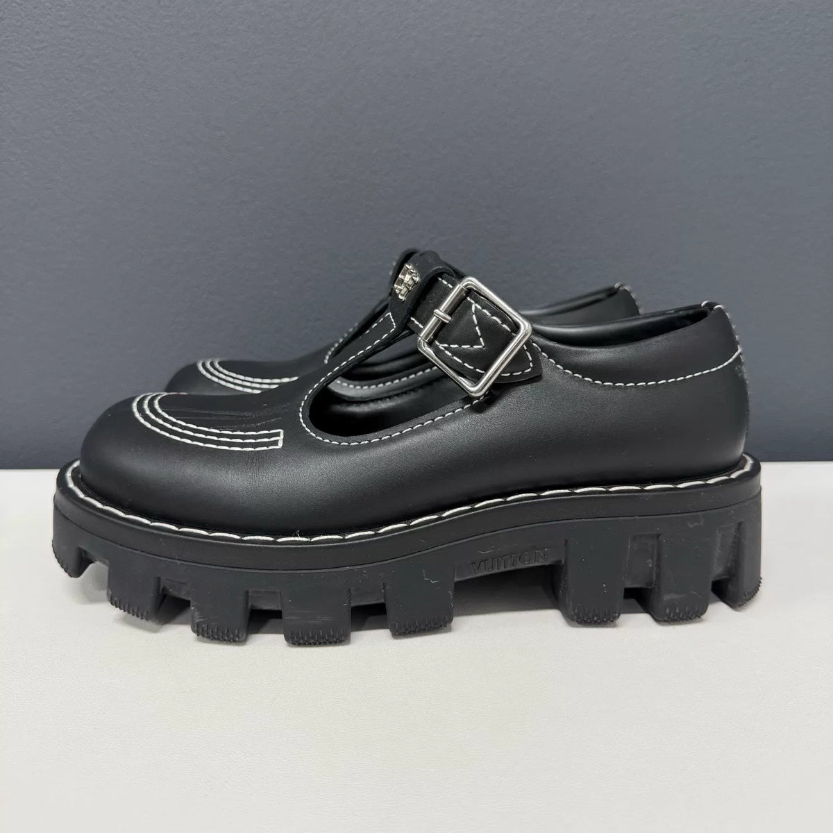 Louis Vuitton Checker Platform Loafers Black Shoes