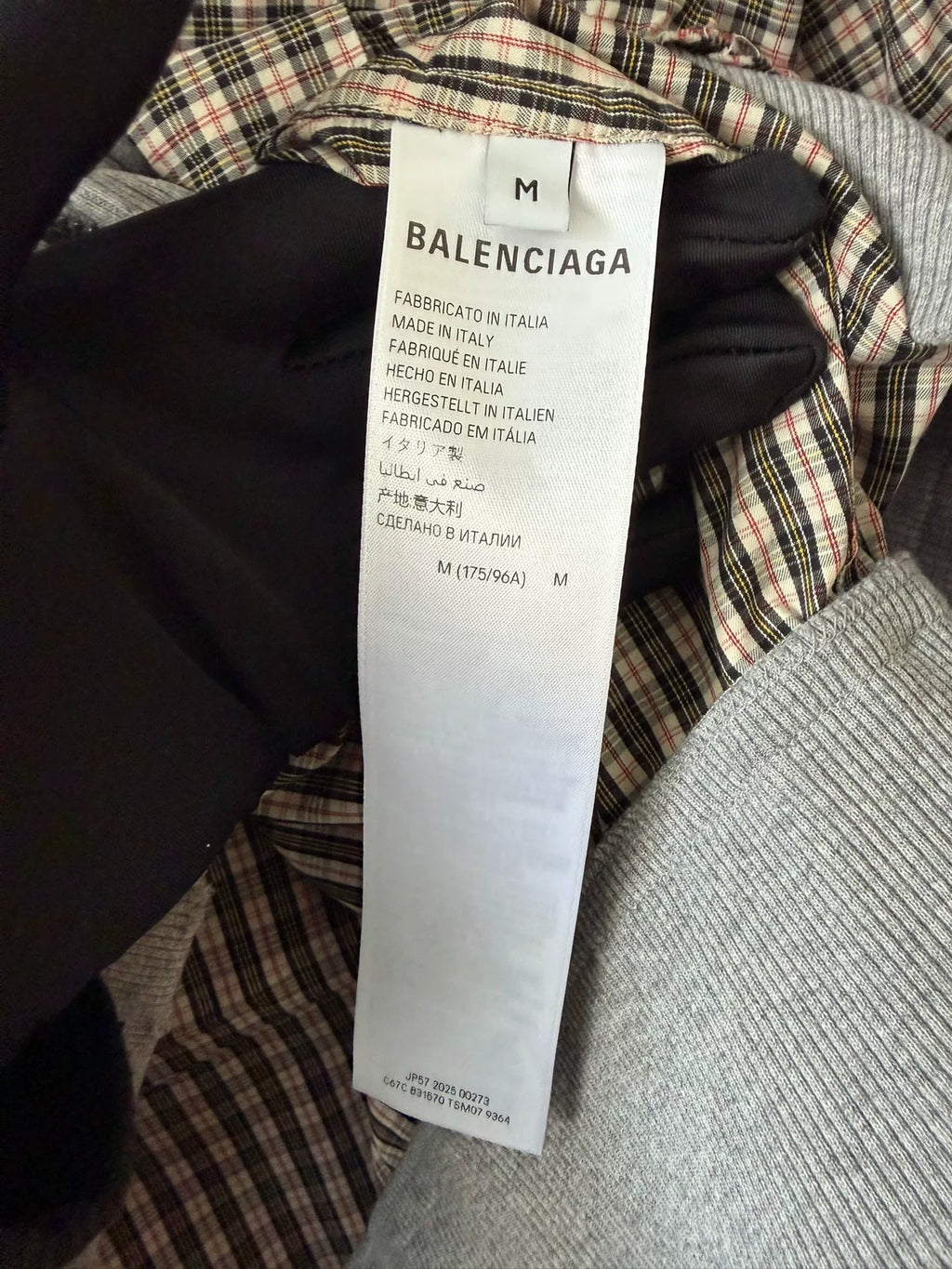 Balenciaga FW25 Embroidered Plaid Faux Layered Jacket