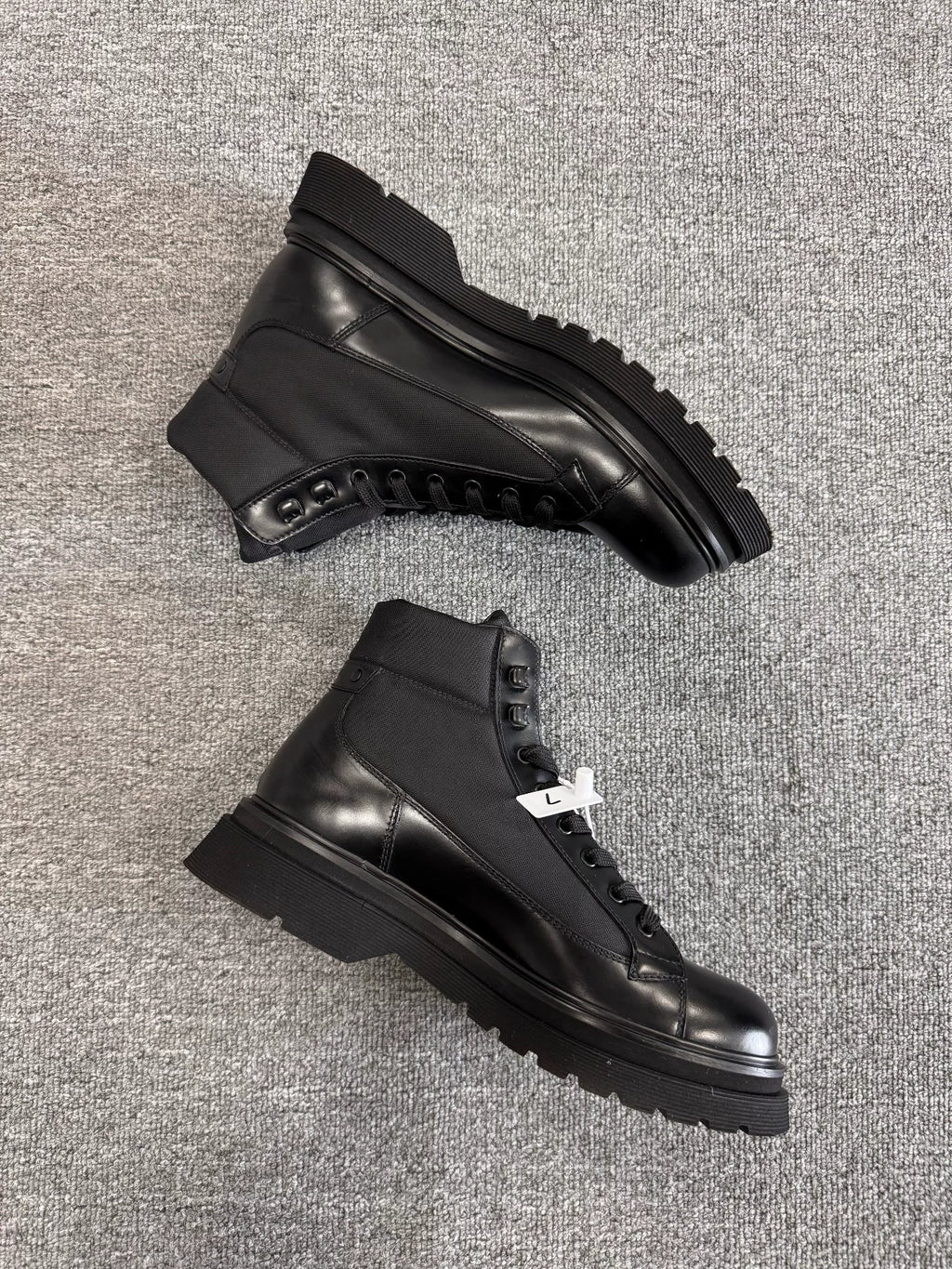 Prada Black Leather Nylon Boots
