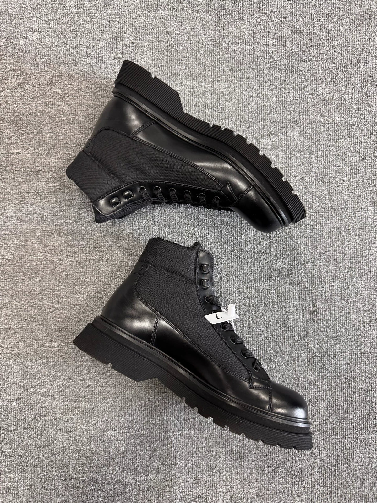 Prada Black Leather Nylon Boots