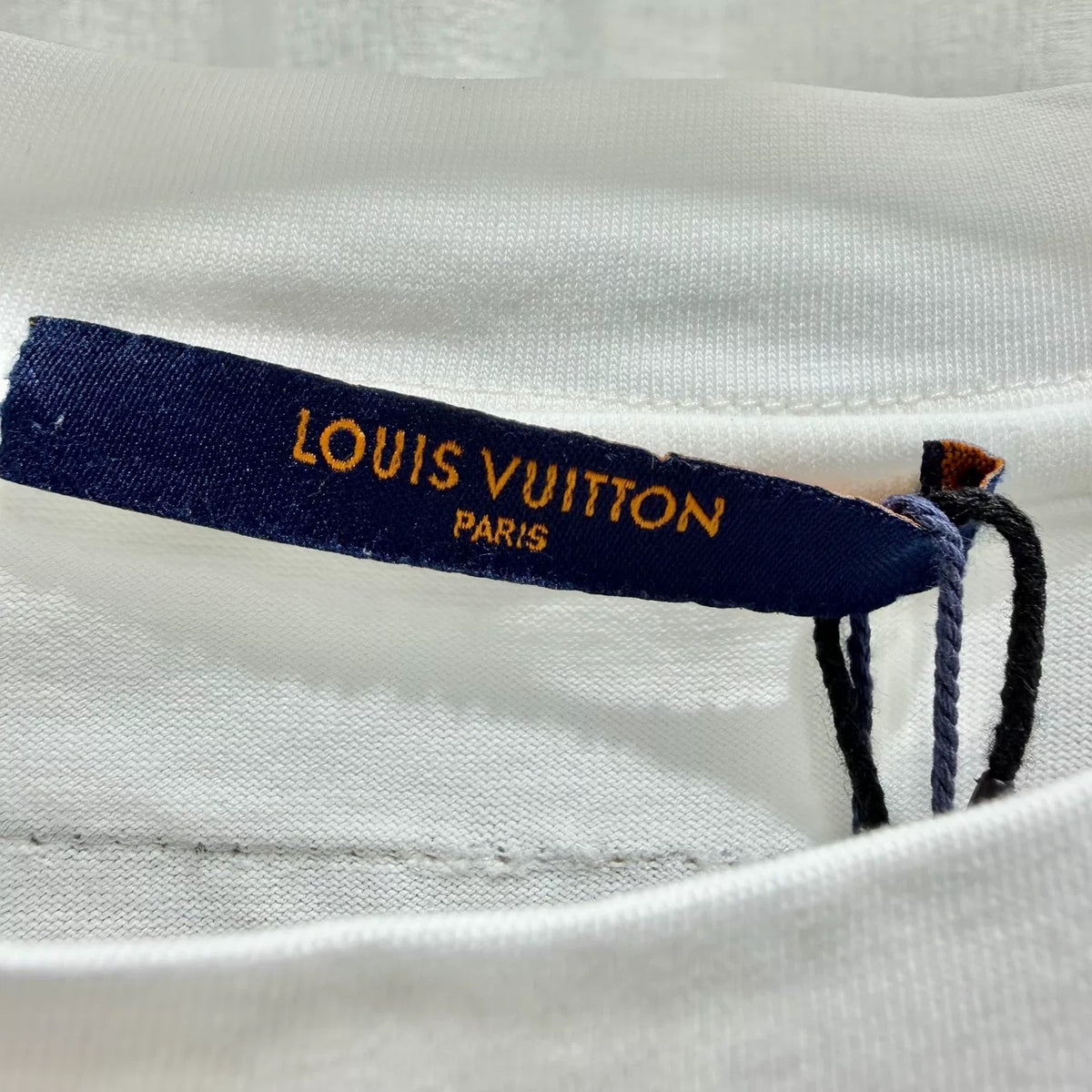 Louis Vuitton White Lian Kan Embroidered Ribbed Collar Combed Cotton Short Sleeve Top