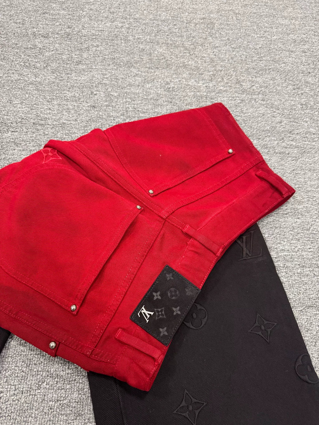 Louis Vuitton Red Black Gradient Monogram Denim Trousers
