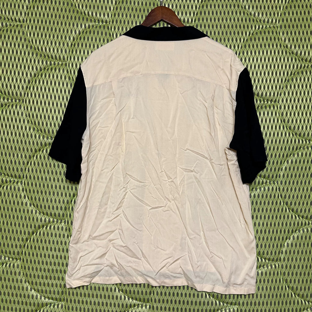 Celine Off-White Black Cuban Collar Viscose Shirt