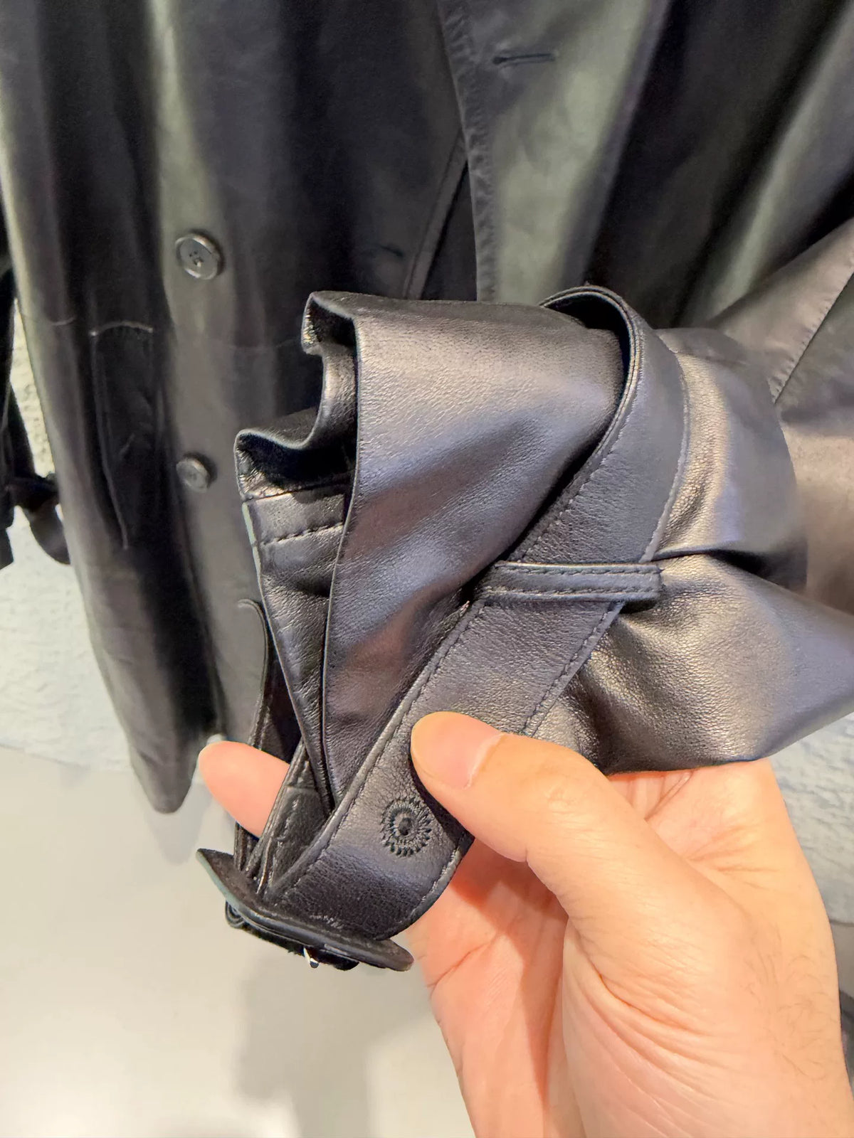 Prada Black Xiao Uang Pi W Lambskin Trench Coat