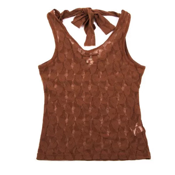 Jean Paul Gaultier Vintage Brown Cut-Out Floral Top