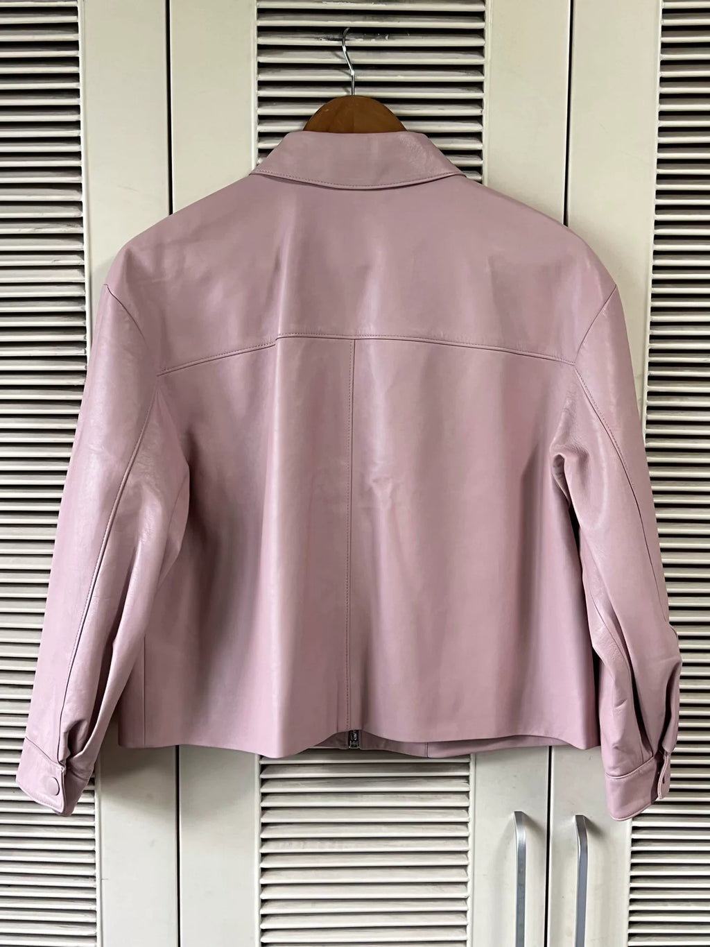 Prada Leather Pink Lambskin Triangle Logo Jacket